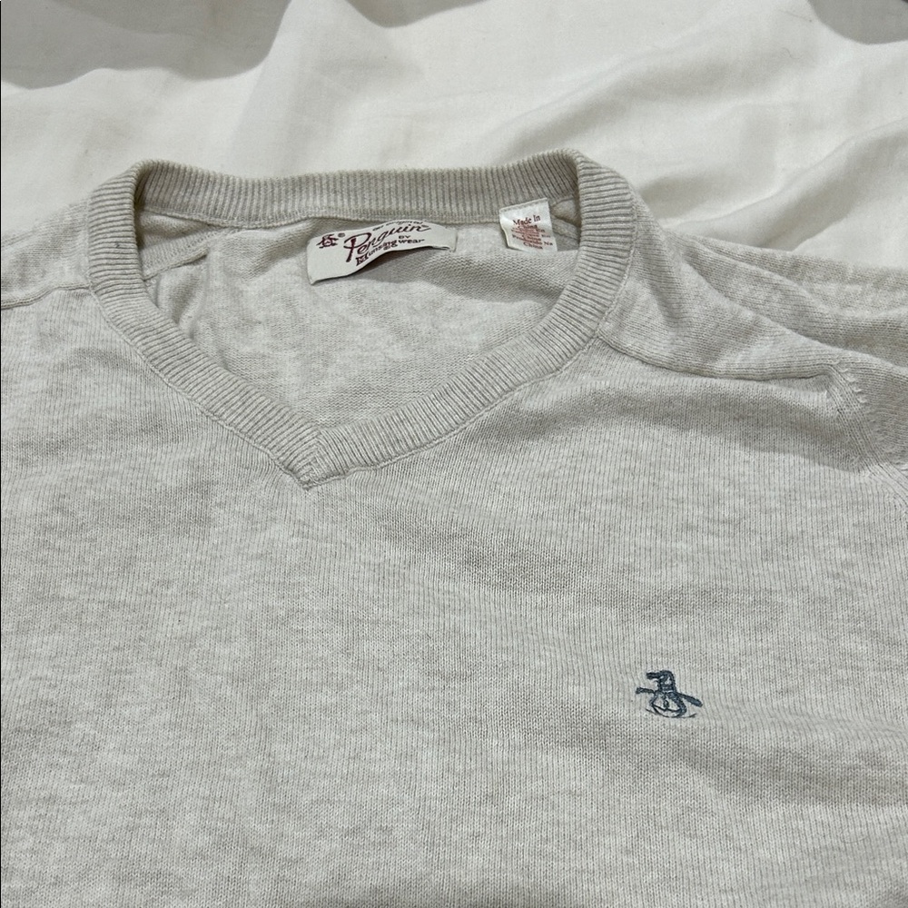 Original Penguin Men's Gray/ Oatmeal V-Neck Sweater